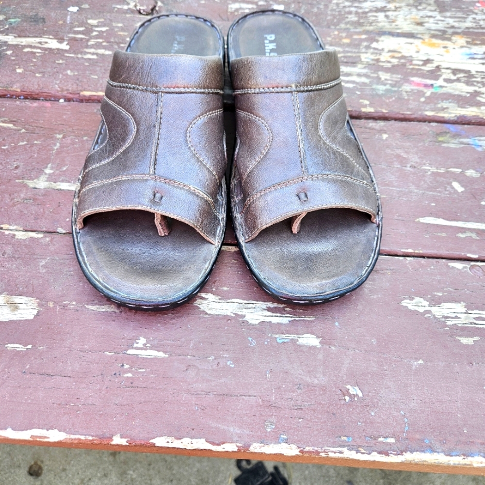 P.K. Shoes Men's Brown Leather Sandals Size 8 - Picture 8 of 16